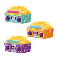 Pudełka na przekąski chipsy popcorn kolorowe Retro Disco, 3 szt.