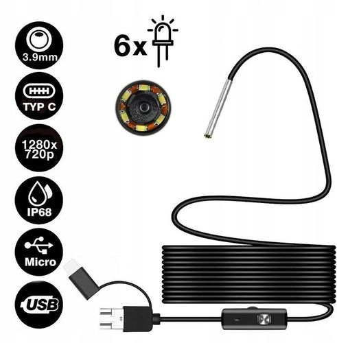 Kamera inspekcyjna AN97-3.9MM HD Android USB-C endoskop na Arena.pl