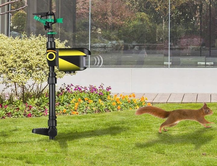 WODNY ODSTRASZACZ ZWIERZĄT KOTY PSY PTAKI KUNY Podczerwień OBRÓT 360° SOLAR zdjęcie 6