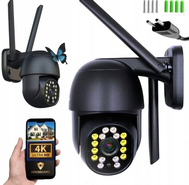 Zewnętrzna Kamera WIFI Obrotowa 8MPx ŚLEDZENIE ~360 stopni UHD NAGRANIA SD zdjęcie 1