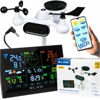 STACJA POGODY POGODOWA WiFi METEO TERMOMETR HIGROMETR ZEGAR ALARM + CZUJNIK