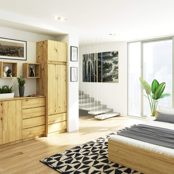 Nadstawka na szafę 60 cm - dąb artisan - 2 drzwi zdjęcie 6