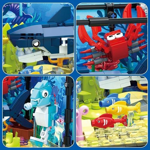 Klocki do akwarium z rekinami, kreatywny prezent urodzinowy dla dzieci na Arena.pl