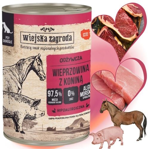 mokra karma dla psa wieprzowina konina 400g wiejska zagroda hipoalergiczna na Arena.pl