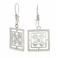 SREBRNE KWADRATOWE KOLCZYKI W SŁONECZNIKI SREBRO PRÓBY 925