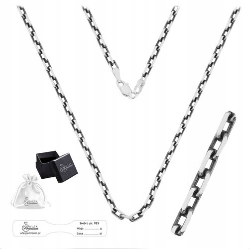 Łańcuszek srebro pr. 925 Oksydowany Splot Ankier do Wisiorków| 50 cm x 3 mm na Arena.pl