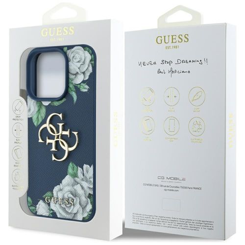 etui guess grained roses big 4g logo do  iphone 16 pro niebieski na Arena.pl