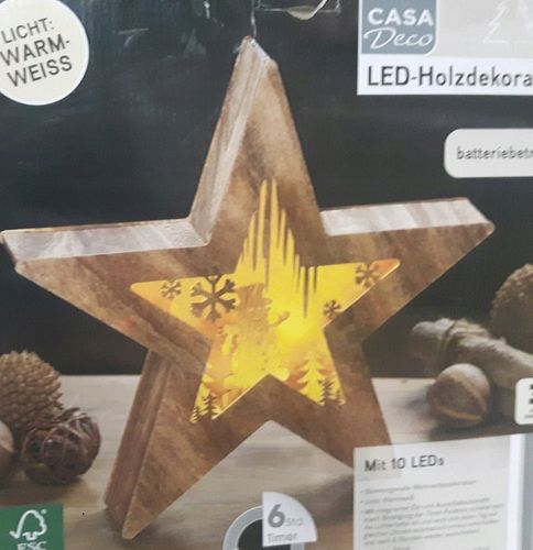 CHOINKA DREWNIANA las 10led 34cm TIMER BRĄZOWA na Arena.pl