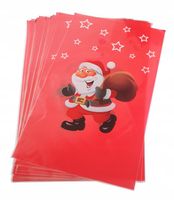 Torebki ŚWIĄTECZNE WORKI CELOFANOWE FOLIOWE czerwone MIKOŁAJ 30x50 50 szt.