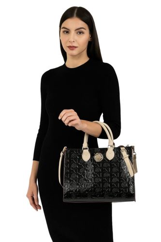 CZARNA LAKIEROWANA TOREBKA Z LOGO CLX BY CHRISTIAN LACROIX 28 X35 CM na Arena.pl