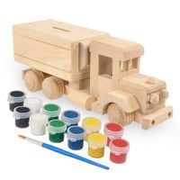 Drewniana zabawka skarbonka John Paddle - Ciężarówka z zestawem farbek Uniwersalny