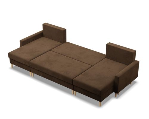 Narożnik w kształcie U, MILO, mikrofaza, 294x140x92 cm, brązowy na Arena.pl