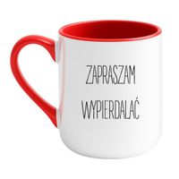 KUBEK "ZAPRASZAM WYPIERDALAĆ" Wzór - Elegant Biało-Czerwony 330 ml