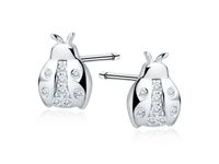 RODOWANE SREBRNE KOLCZYKI BIEDRONKI BIAŁE CYRKONIE