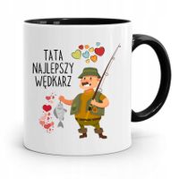 Kubek Czarny Dla Wędkarza Rybaka Tata Najlepszy Z Nadrukiem Ze Zdjęciem