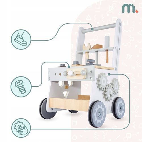 Drewniany Warsztat Dla Dzieci 3w1 Chodzik Pchacz Wózek 47 elementów Solidny na Arena.pl