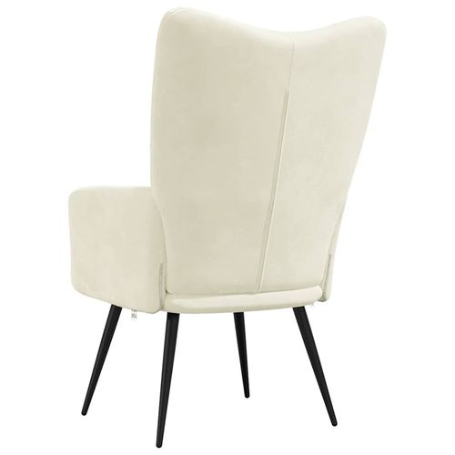 Fotel, kremowy, tapicerowany aksamitem na Arena.pl