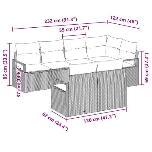 Zestaw Sof 7 pcs Czarny polirattan na Arena.pl