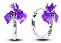 MD eleganckie kolczyki fioletowe kwiaty kwiatki Ostróżka Orchidea S925