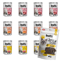 BULTI mokra karma dla psa Wołowina Kaczka Łosoś 12x400g + Jerky Kaczka