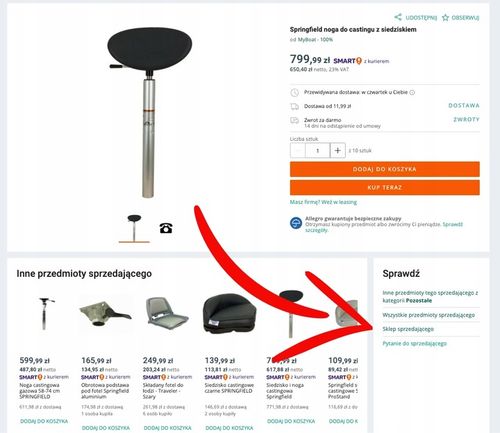 Stolik do łódki Springfield Biały 41 cm x 71 cm na Arena.pl