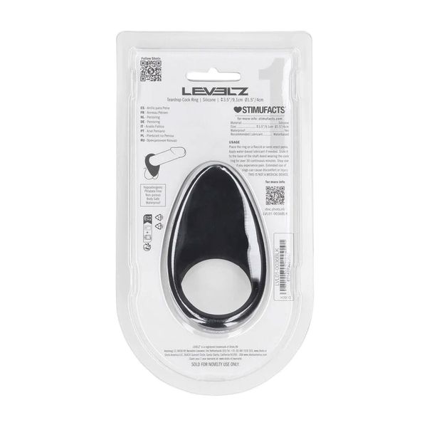 Teardrop Silicone Cockring - Black zdjęcie 3