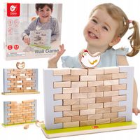 GRA ZRĘCZNOŚCIOWA RODZINNA SPADAJĄCA KURA KLOCKI DREWNIANE ZESTAW RODZINNA