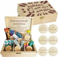 NIEZBĘDNIK PREZENT NA 18 20 30 40 50 60 URODZINY DREWNIANA SKRZYNKA PUDEŁKO