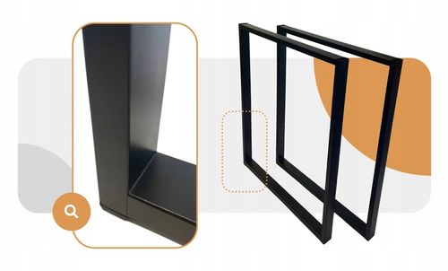 NOGI DO STOŁU BIURKA METALOWE CZARNE 60x72 CM PROFIL 4x2 CM LOFTOWE 2 na Arena.pl