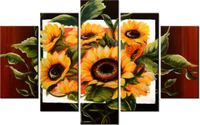 70 100CM OBRAZ 5 ELEM BUJNE SŁONECZNIKI DRUK PŁÓTNO