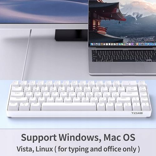 Klawiatura mechaniczna gamingowa TMKB T68SE RGB Kabel USB-A do USB-C biała na Arena.pl