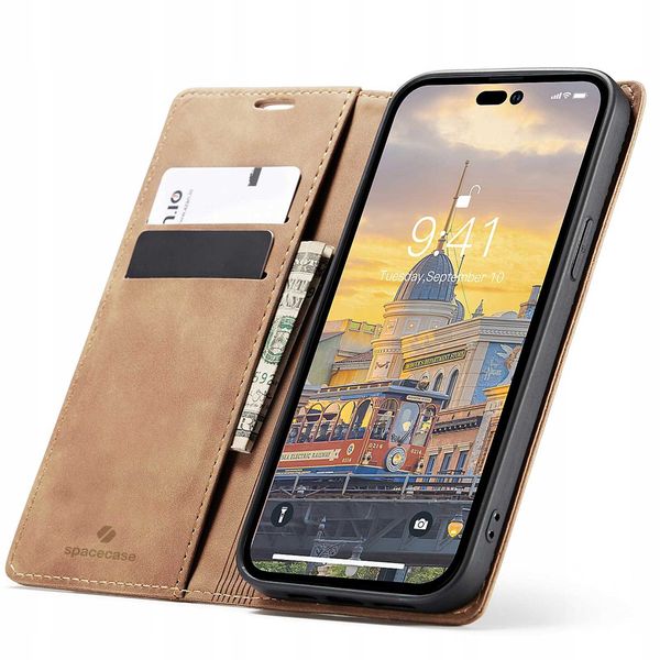 Spacecase Wallet Iphone 14 Pro Light Brown zdjęcie 1