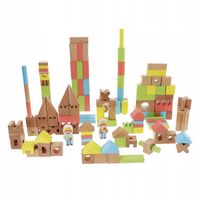 Trefl klocki drewniane kolorowe O!Klocki duży zestaw 142 elementy