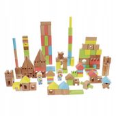 Trefl klocki drewniane kolorowe O!Klocki duży zestaw 142 elementy