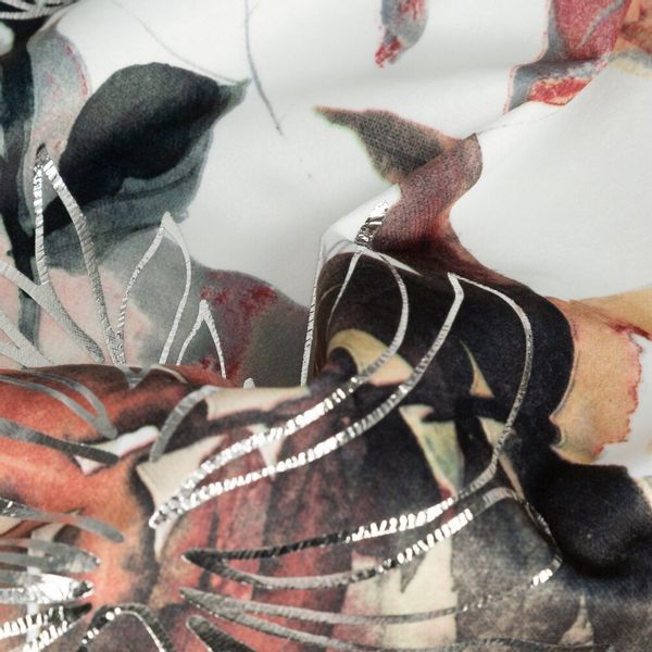 Zasłona gotowa na taśmie ARINA 140x270 biała srebrna motyw botaniczny zdjęcie 8