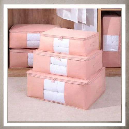 Pokrowiec Na Pościel Pod Łóżko Pojemnik Na Ubrania Torba Miękki Różowy L na Arena.pl