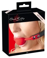 bad kitty czerwony knebel silikonowy z regulacją 42-58 cm