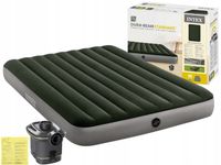Materac Dmuchany Welurowy Łóżko z Pompką na Baterie Dwuosobowy Intex
