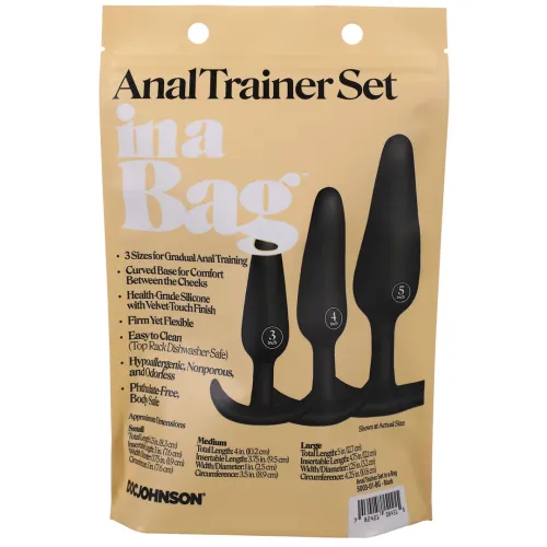 doc johnson anal trainer set - zestaw 3 anatomicznych stożkow, czarny na Arena.pl