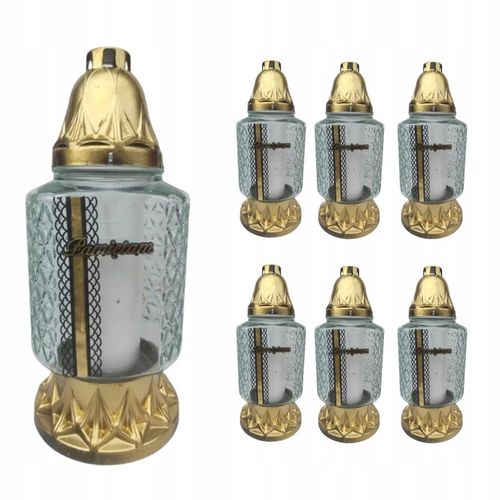 Zestaw 6 ZNICZY ZS-549 Złoty z napisem PAMIĘTAM 24cm 30H palenia CHEMIX na Arena.pl