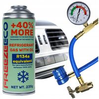 GAZ DO KLIMY samochodowej 2w1 R134A Czynnik + Olej FreezeECO + WĄŻ zestaw