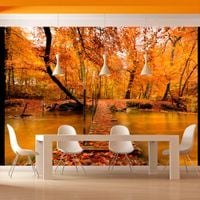 Fototapeta - Drewniany mostek w lesie 200x154