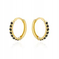 Złote kolczyki 585 wysadzane czarnymi cyrkoniami Gramatura 0.83