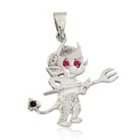 SREBRNY WISIOREK DIABEŁEK Z RUBINAMI PRÓBA SREBRA 925