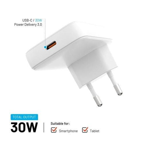 Ładowarka FIXED Płaska Slim Travel GaN 30W 1xUSB-C PD na Arena.pl
