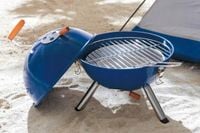 GRILL PIKNIKOWY KULISTY PRZENOŚNY WEGLOWY składany niebieski