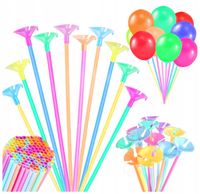 100szt Patyczki do balonów Pastelowe Patyki z koszyczkami zatyczkami długie