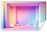 Fototapeta PREMIUM STRUKTURA ZMYWALANA GEOMETRYCZNE PODIUM SCENA PASTELOWA