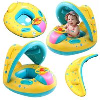 Koło do Pływania Materac Dmuchany Pontonik dla Dzieci z Daszkiem Kierownicą