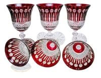 Rubinowe kryształowe kieliszki do wina 280 ml Francuski